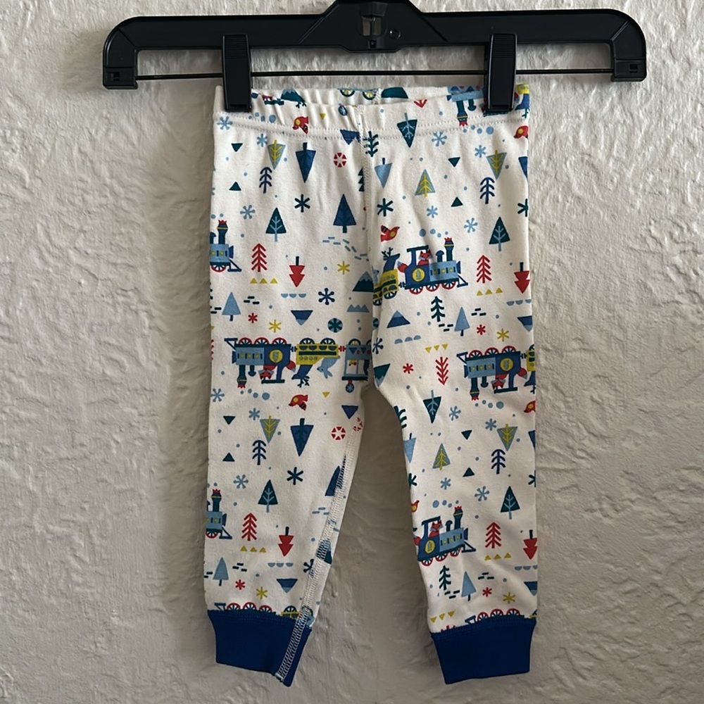 Hanna Andersson Long John Pajama Pants Animal Train Blue Infant 18-24 Months